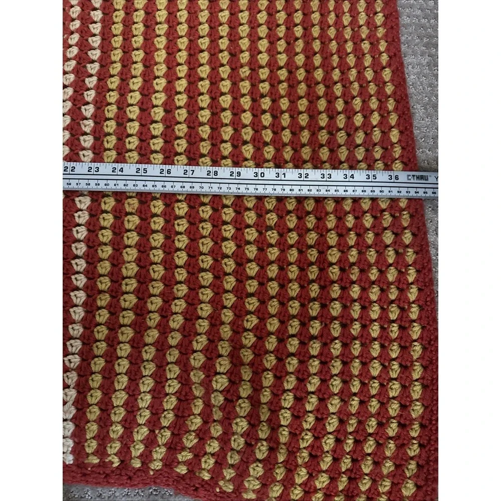 Hand‎ Made Crochet Throw Blanket/Afghan Yellow/Orange 40 X 37
